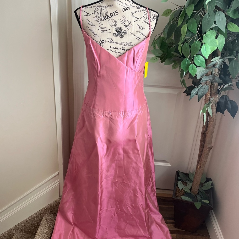 Jim HJelm Occasions Iridescent Satin Taffeta Backless Gown Pink Sz 12